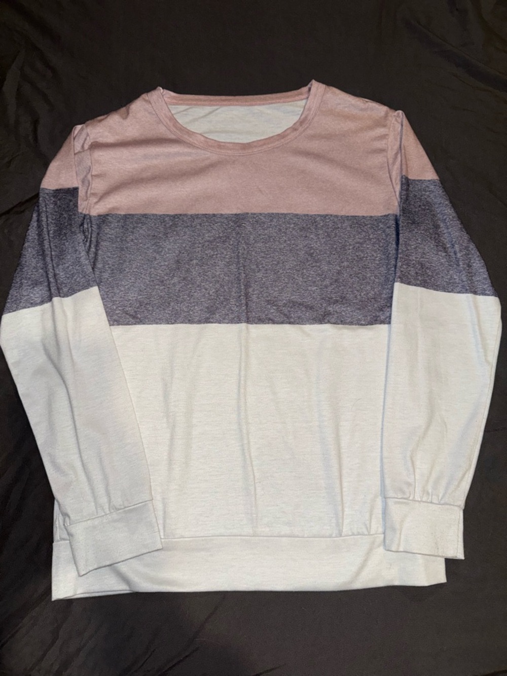 SHEIN Pink, Gray & White Colorblock Long Sleeve Top